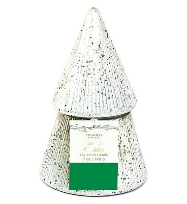 Click to view product details and reviews for Foundry Silver Mercury Glass Christmas Tree Candle Sugar Cookie 198g.