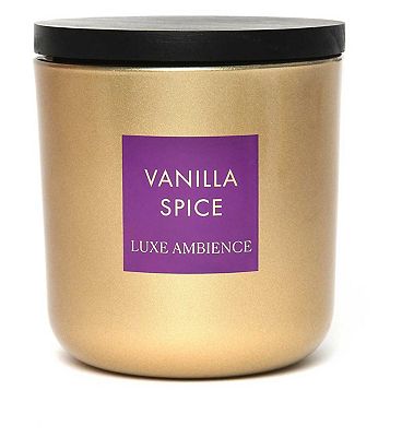 Click to view product details and reviews for Luxe Ambience 3 Wick Glass Candle With Wood Lid Vanilla Spice 396g.