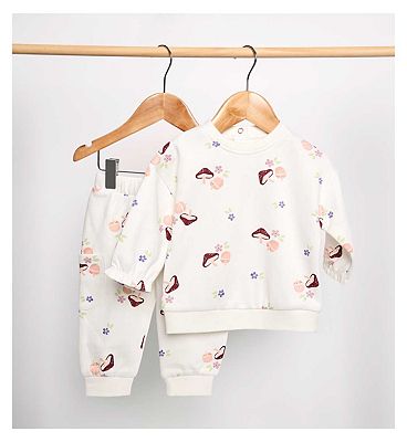 Maybe Baby Frill Sleeve Sweat and Jogger with All Over Print 9 - 12 Months