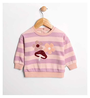 Maybe Baby Stripe Sweat with Boucle Applique 0 - 3 Months