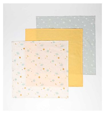 Maybe Baby 3 Pack Space Print Muslins One Size