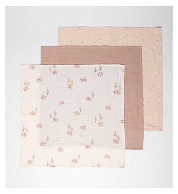 Maybe Baby 3 Pack Brown Muslins One Size