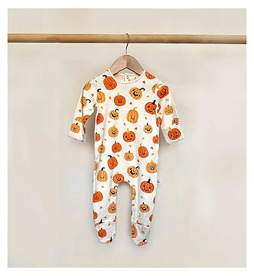 Maybe Baby Halloween Pumpkin All Over Print Sleepsuit 6 - 9 Months