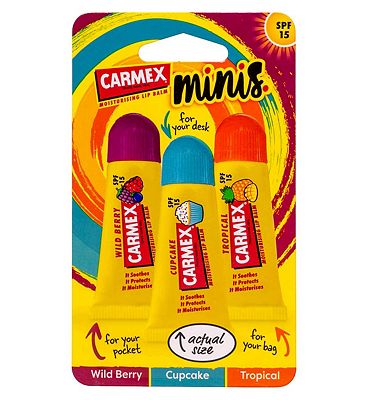 Carmex Mini Tube Trio Tingle Free Lip Balms SPF15