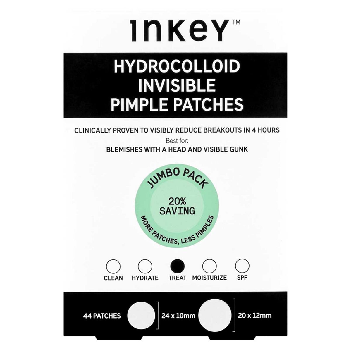 The Inkey List Jumbo Hydrocolloid Invisible Pimple Patches 44S