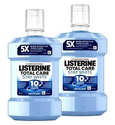 Listerine Total Care Stay White Arctic Mint Mouthwash 1L Bundle