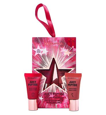 Click to view product details and reviews for Revolution Juicy Peptide Mini Lip Balm Gift Set.