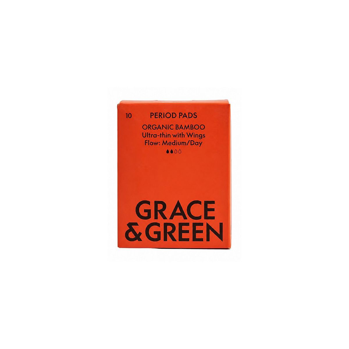 Grace & Green Organic Bamboo Period Pads With Wings - Medium Flow/ Day Pad Pack 10