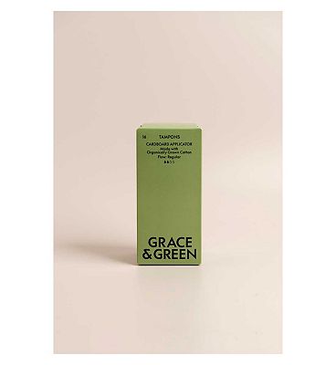Grace & Green Organic Cotton Applicator Tampons With Biodegradable Cardboard Applicator - Regular Fl