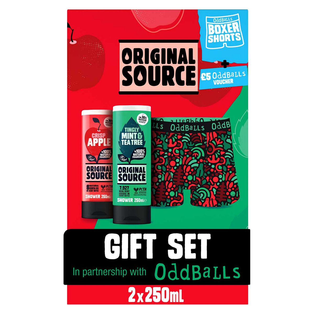Original Source Shower Gels 2X250Ml X Oddballs Boxer Shorts Size M Gift Set