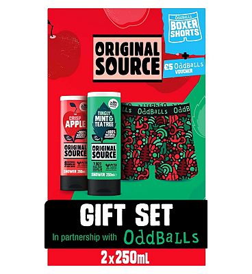 Original Source Shower Gels 2x250ml x Oddballs Boxer Shorts Size M Gift Set