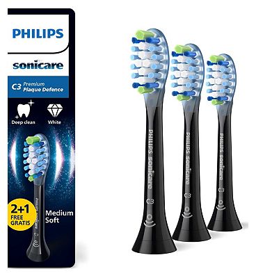 Philips Sonicare Replacement Electric Toothbrush Heads Premium Plaque Defence 2 + 1 Free pack (3 Bru