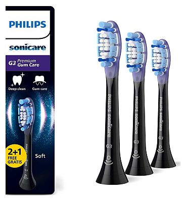 Philips Sonicare Electric Toothbrush Replacement Heads Premium Gumcare 2 + 1 Free (3 Brushheads) Whi