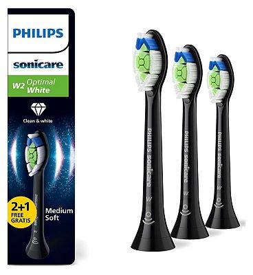 Philips Sonicare Replacement Electric Toothbrush Heads Optimal White 2 + 1 Free (3 Brushheads) Black