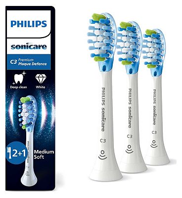 Philips Sonicare Electric Toothbrush Heads Premium Plaque 2 + 1 Free (3 Brushheads) White HX9043/87