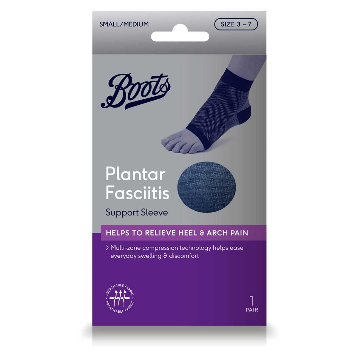 Boots Plantar Fasciitis Support Sleeve - Size 3 7 (1 Pair)