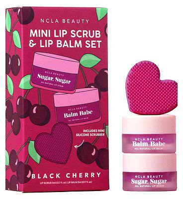 NCLA Black Cherry Lip Set 2 pcs Set - 5ml Mini Lip Scrub + 5ml Lip Balm Set