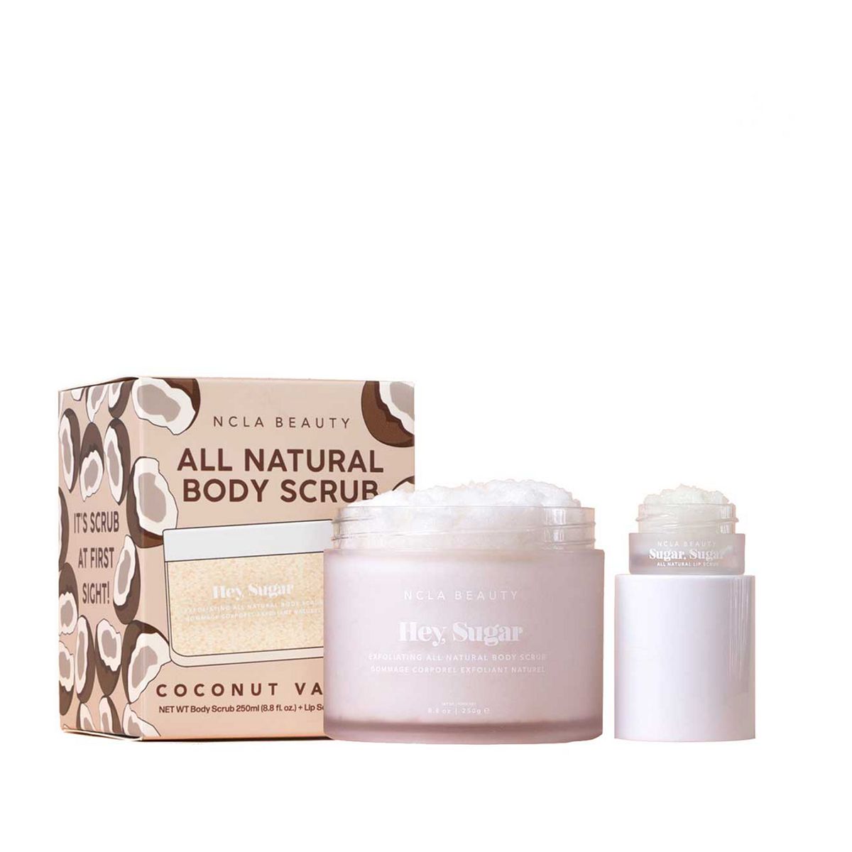 NCLA Beauty Ncla Hey Sugar Coconut Vanilla Lip & Body Scrub 2 Pcs Set - 5Ml Mini +250 ml