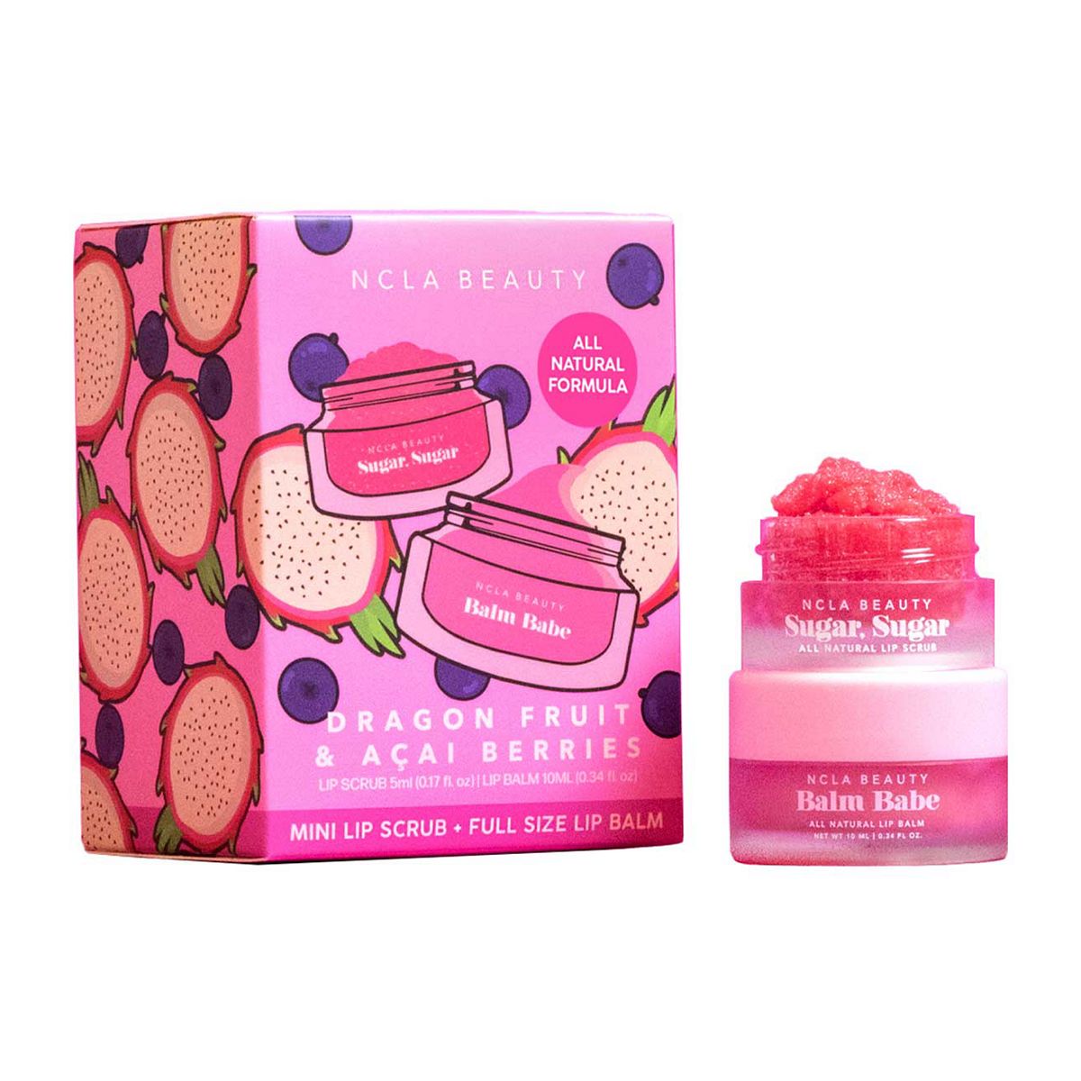 NCLA Beauty Ncla Dragonfruit & Acai Berries Lip Care 2 Pcs Set - 5Ml Mini Scrub + 10Ml Balm