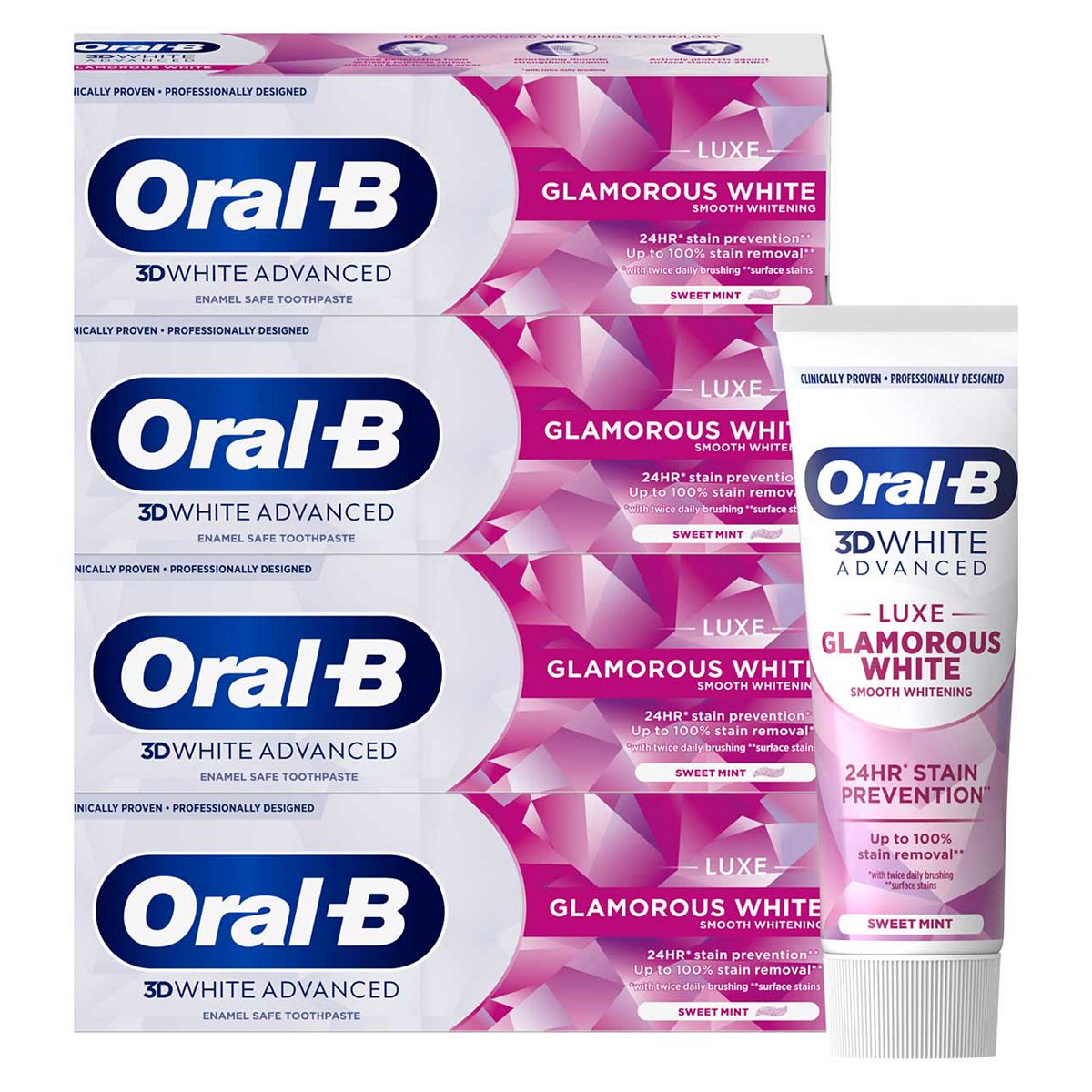 Oral B Oral-B 3D White Luxe Glamorous Toothpaste 75Ml X4