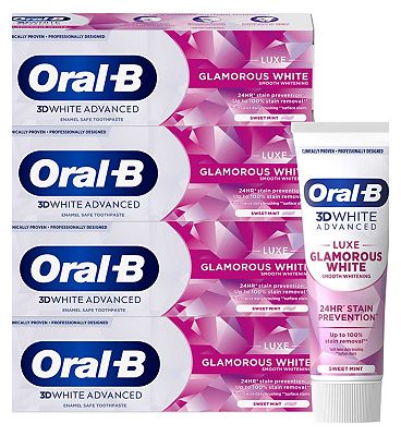 Oral-B 3D White Luxe glamorous white toothpaste 75ml x4