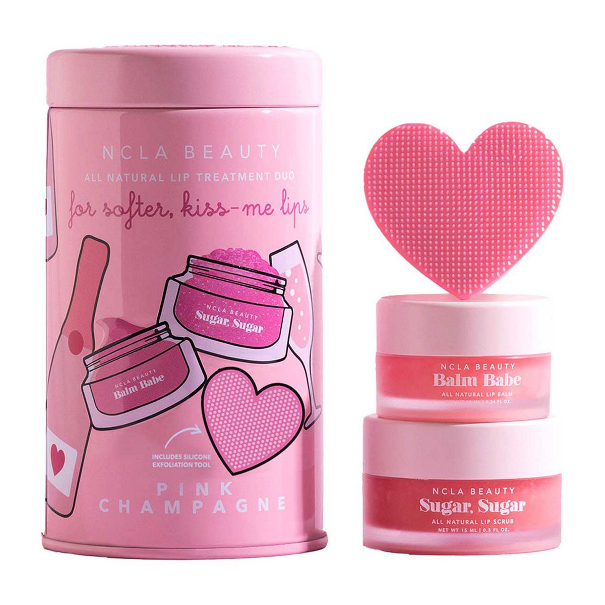 NCLA Beauty Ncla Pink Champagne Lip Care 2 Pcs Set - 10Ml Balm + 15Ml Scrub