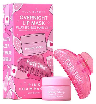 NCLA Beauty Sleep Pink Champagne Lip Mask 15ml + Party Time Glitter Hair Claw Clip
