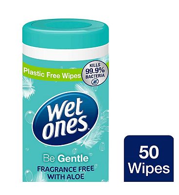 Wet Ones Antibacterial Hand Wipes - Biodegradable & Plastic-Free   Be Gentle Canister   50 wipes