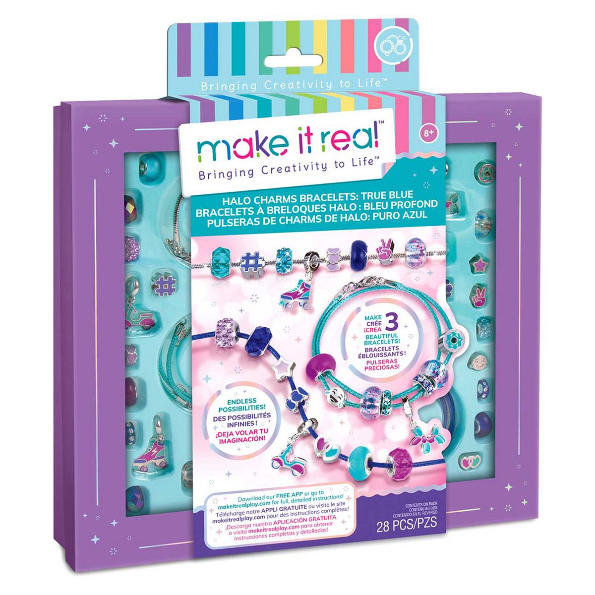 Make It Real Halo Charms Bracelets True Blue Jewellery Making Set
