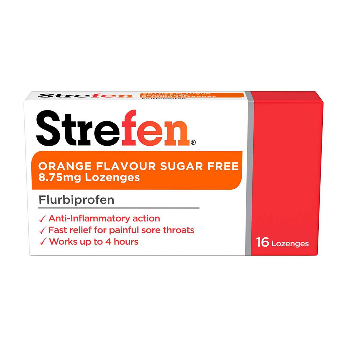 Strefen Orange Flavour Sugar Free 8.75Mg Lozenges – 16