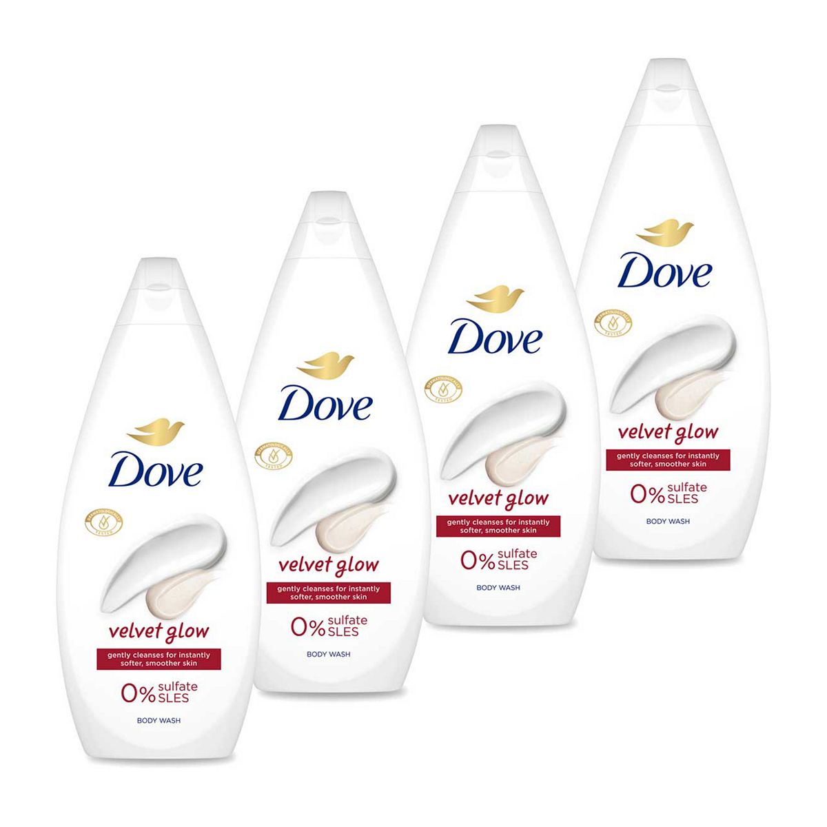 Dove Essentials Velvet Glow Body Wash 720Ml X4 Bundle