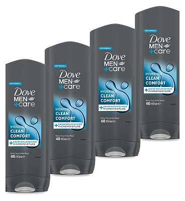 Dove Men+Care Body and Face Wash Clean Comfort 400ml x4 Bundle