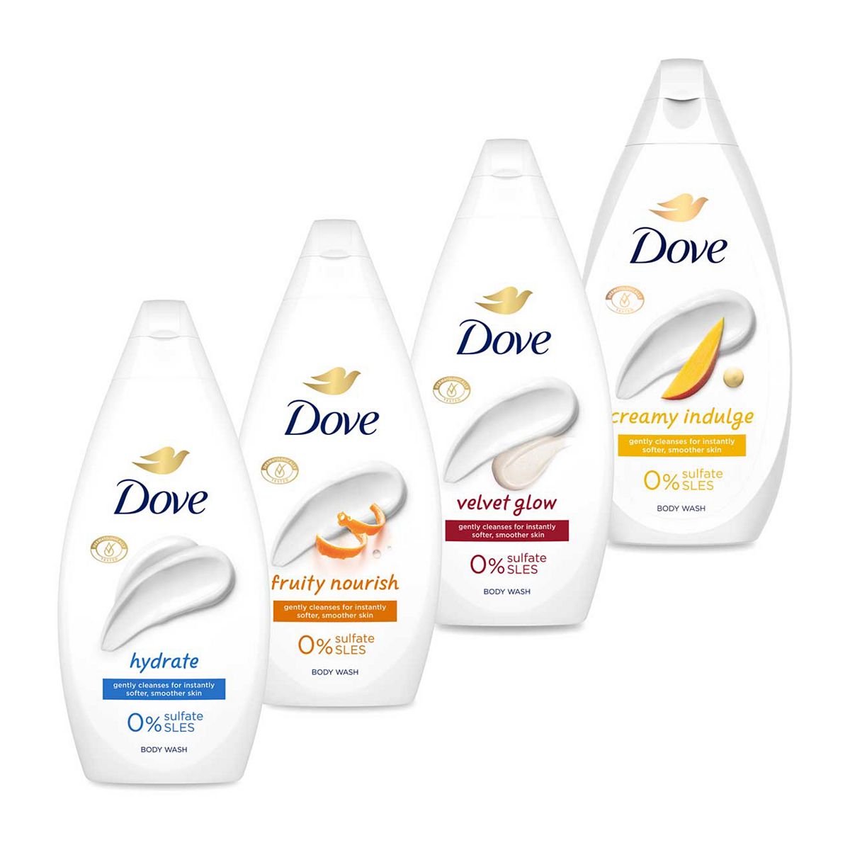 Dove Essential Body Wash Variety 450Ml X4