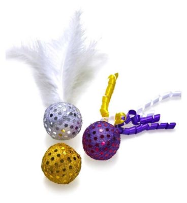 Petface pack cat toys assorted glitter balls Boots - Main Image