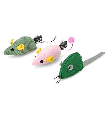 Petface Catkins Three Kind Mice Plush Cat Toys 3s