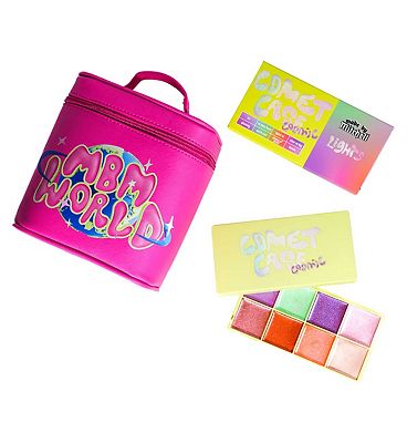 Click to view product details and reviews for Made By Mitchell Cosmic Vanity Case Cream Highlighter Face Palette Face Brush Set.