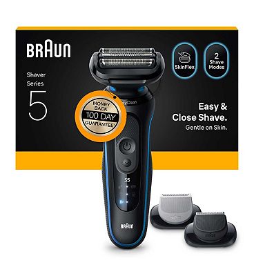 Braun Series 5 Electric Shaver, Up to 50 min, +2 Attachments, Cordless, Wet & Dry Razor for Men, 52-