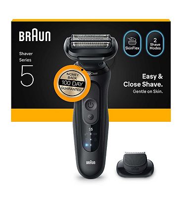 Braun Series 5 Electric Shaver, Up to 50 min, Precision Trimmer Attachment, Cordless, Wet & Dry Razo