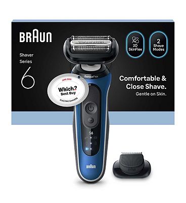 Braun Series 6 Electric Shaver, Up to 60 min, Precision Trimmer Attachment, Cordless, Wet & Dry Razo