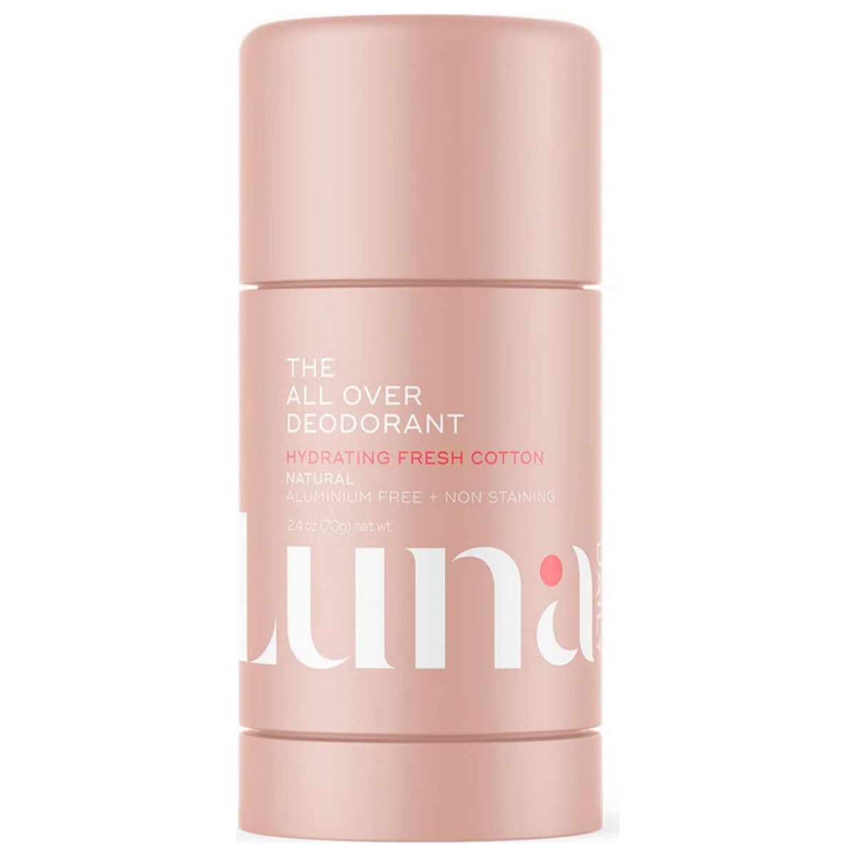 Luna Daily The Hydrating All Over Deodorant Natural Non Staining Aluminium Free Body Stick Fresh Cotton 70g