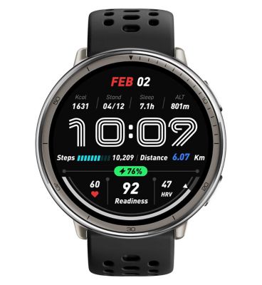 Amazfit Active Amoled Round Smartwatch Black Sport Silicone
