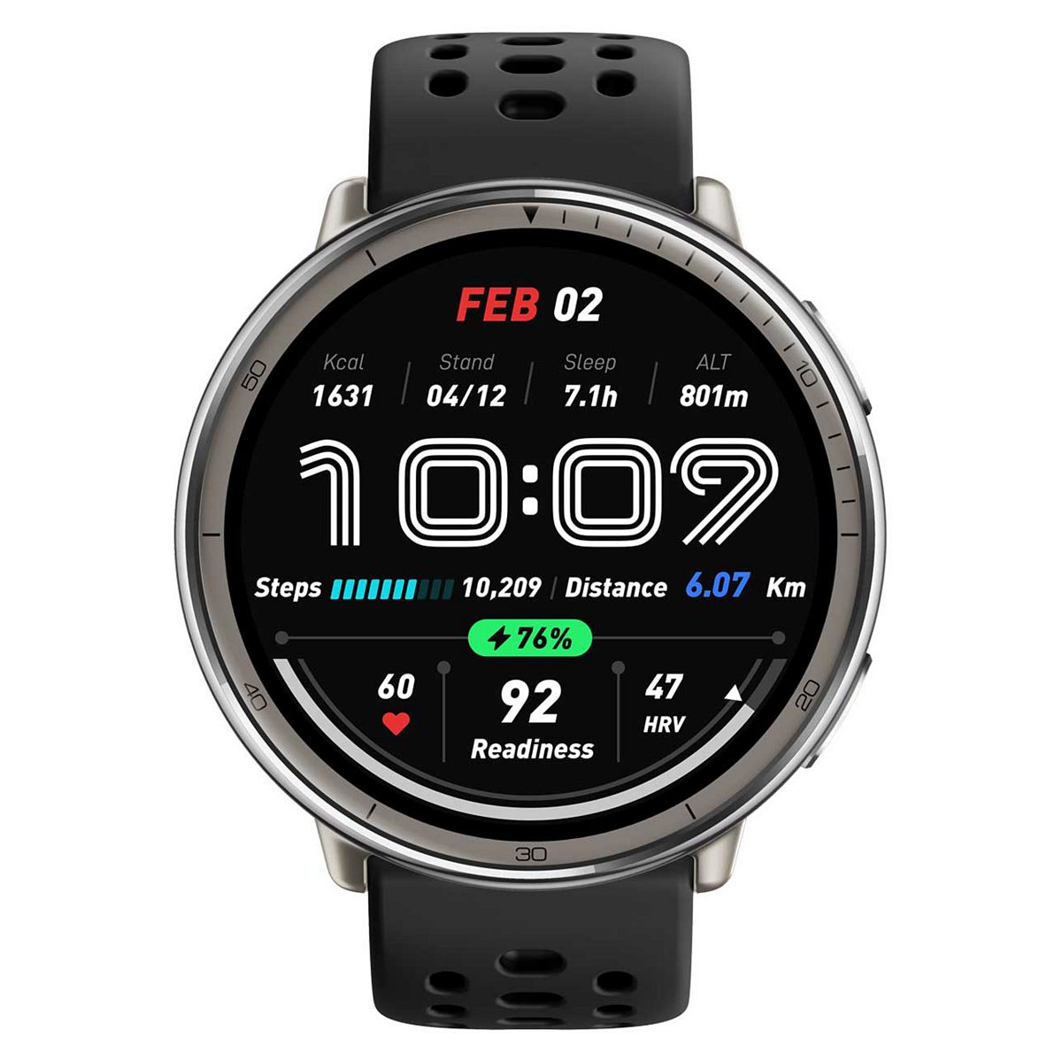 Amazfit Active 2 AMOLED Smartwatch Black Silicone Strap 1.32 Inch