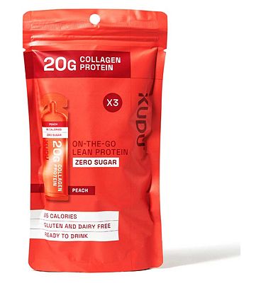 Click to view product details and reviews for Kudu Collagen Protein Sachet Peach Flavour 63g 3s.