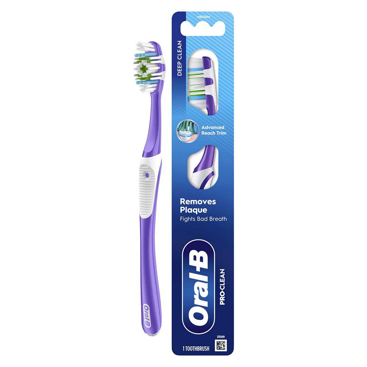 Oral B Oral-B Pro-Clean Manual Toothbrush – Removes Plaque & Fights Bad Breath Medium Bristles, 1