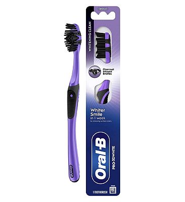 ORAL-B PRO-3DWHITE CHARCOAL Manual Toothbrush  Deep Clean & Whitening  Medium Bristles, 1