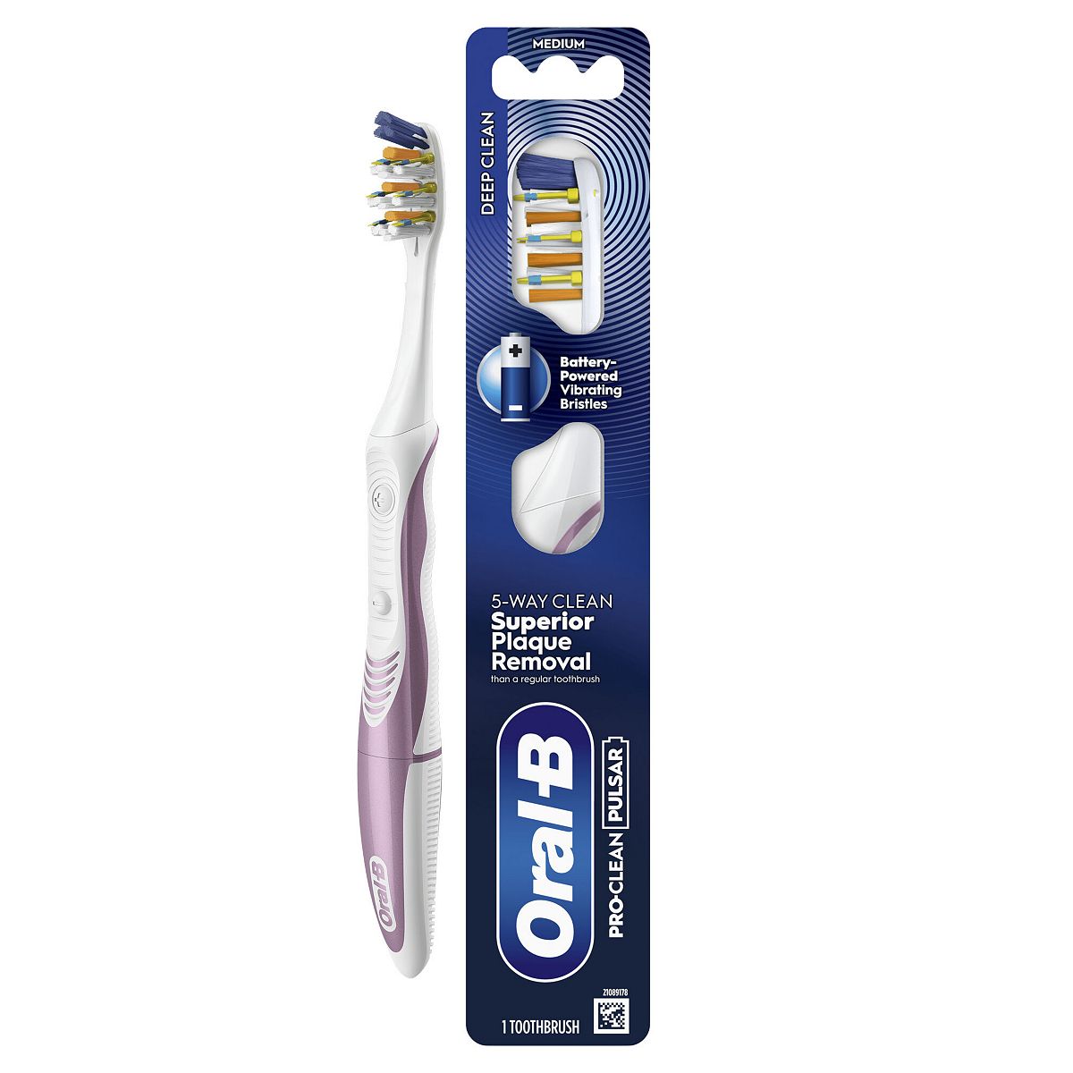Oral B Oral-B Pro-Clean Pulsar Battery-Powered Toothbrush – Superior 5-Way Plaque Removal, Medium, 1