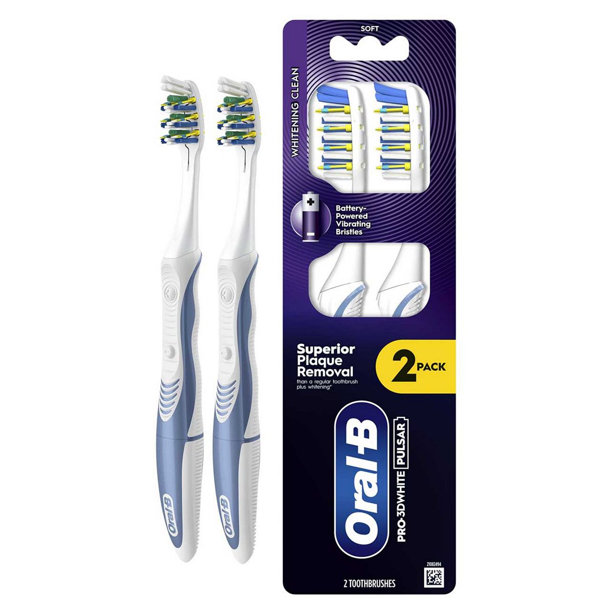 Oral B Oral-B Pro-3Dwhite Pulsar Battery-Powered Toothbrush – For Whitening & Plaque Removal, Soft, 2