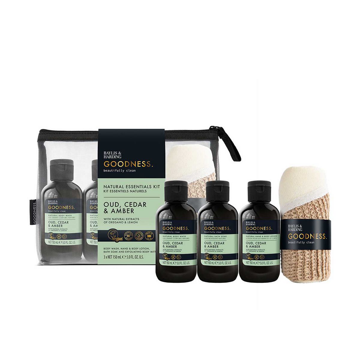 Baylis & Harding Goodness Oud Cedar & Amber Essentials Gift Set