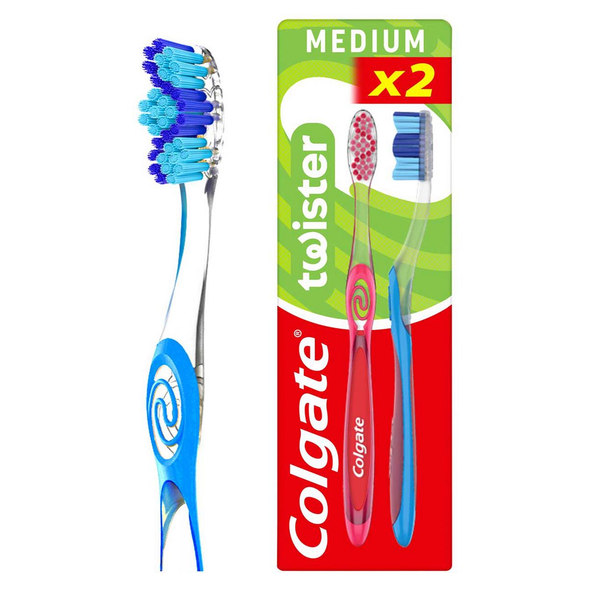 Colgate Twister Fresh Medium Manual Toothbrush 2 Pack