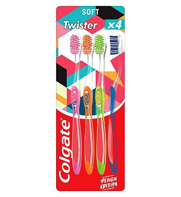 Colgate Twister Fresh Design Edition Soft Manual Toothbrush 4pk
